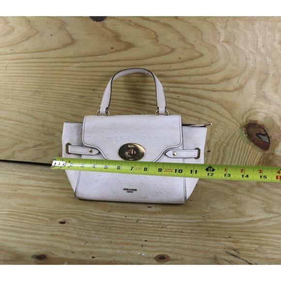 Coach Bag Women White Ostrich Print Blake Flap Carryall No Strap View Photos - Picture 6 of 16